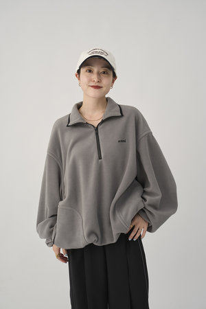 フリースハーフジッププルオーバー